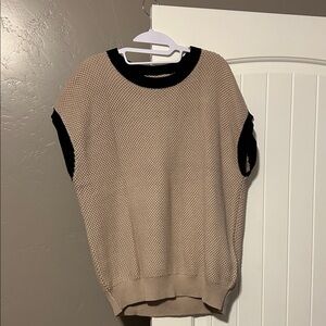 Womens  Beige and Black Sweater